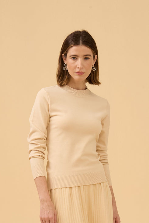 Blusa Gola Alta Manga Longa Em Tricot